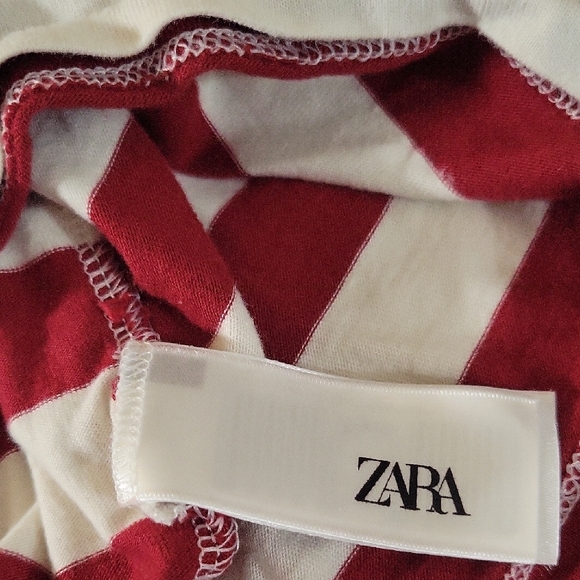 Zara Red and White Striped Short Sleeve Tee - Picture 5 of 7